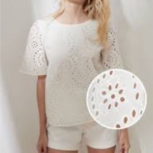 Banana Republic Factory Open-Back Eyelet Top NWT White